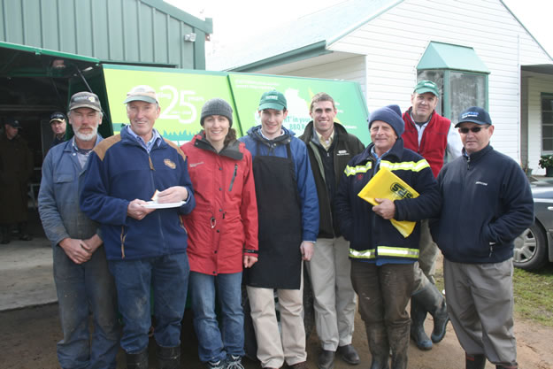 From left, Keith Dean, Kate Sargeant, HiFert representative, Rob Ryan (Stevens Pasture Seeds), Andrew Walta, HiFert Representative, Wrightson Seeds Representative