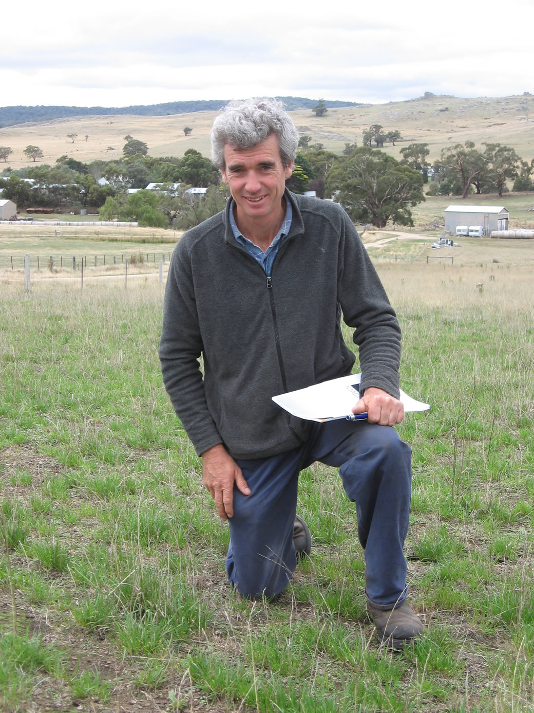 Michael O’Sullivan at the EverGraze Supporting Site assessing the Banquet II perennial ryegrass pasture.