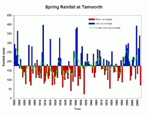 Spring Rainfall at Tamworth