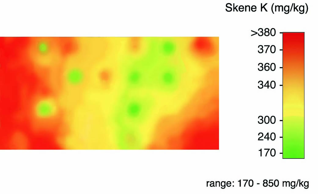 Figure 7. Potassium distribution in a selected intensive rotation plot