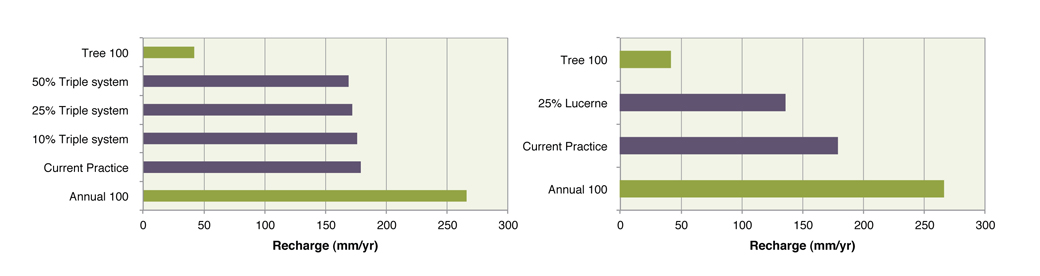 Figure 4 Comparison of recharge (mm/year) for each scenario