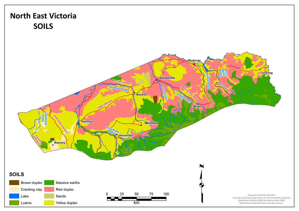Figure 1. Soils of North East Victoria.