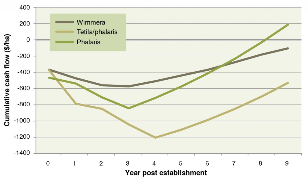 Figure 2: Cumulative Net Cash Flow for investments in three pasture improvements at Northwood